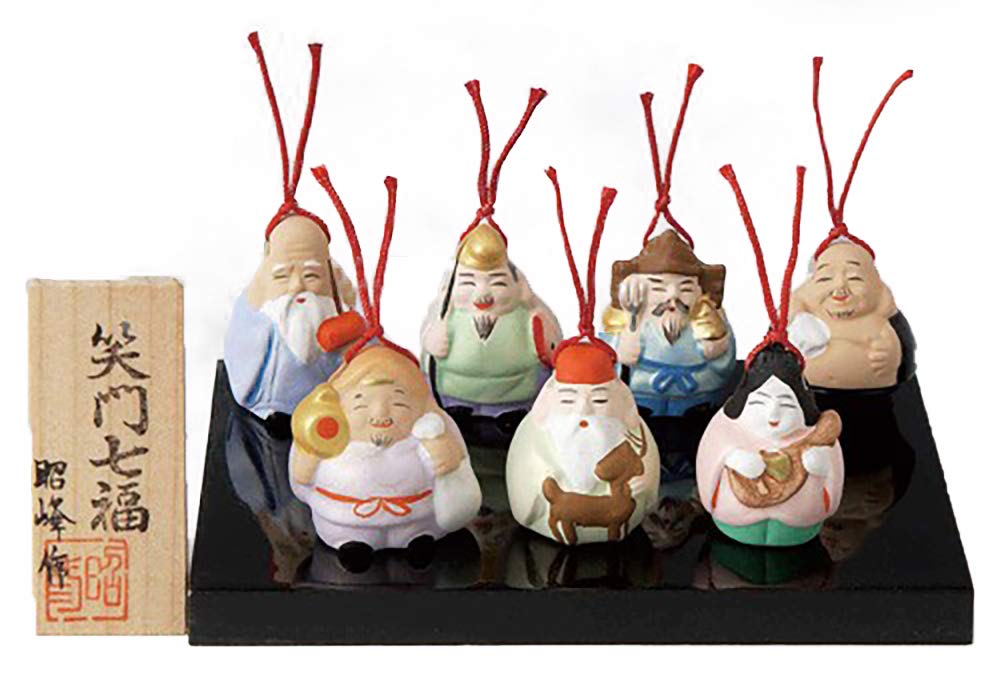 Amazon.co.jp: 日本の幸運の七神 ミニサイズ 飾り 陶器人形 日本